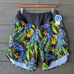 NWT Cagola Floral Swim Board Shorts UPF 50+ Pockets Size Large Tropical Summer